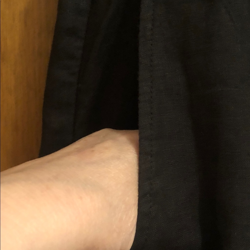 Eileen Fisher Black Elastic-Waist Straight-Leg Linen Ankle Pants - Picture 7 of 7
